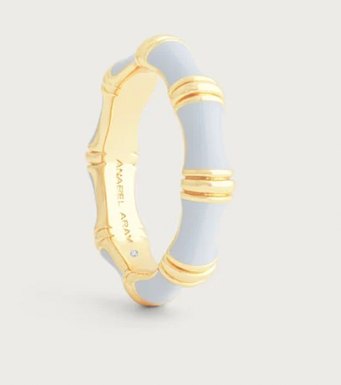 Bamboo Enameled Ring Pale Blue size 8