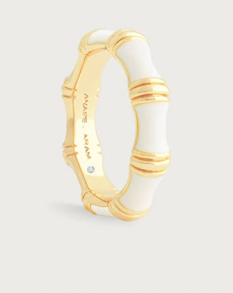 Bamboo Enameled Ring Pale cream size 8