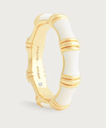 Bamboo Enameled Ring Pale cream size 7