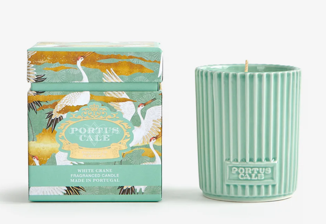 Portus Cale White Crane Candle