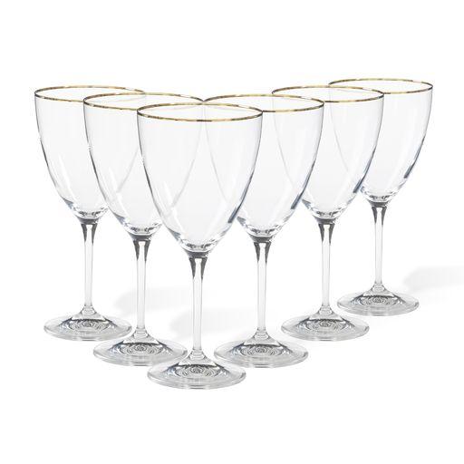 Set 6 water glasses, Clear golden rim