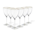 Set 6 wine glasses, Clear golden rim