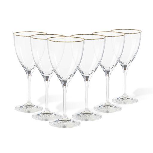 Set 6 wine glasses, Clear golden rim
