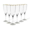 Set 6 flutes, Clear golden rim
