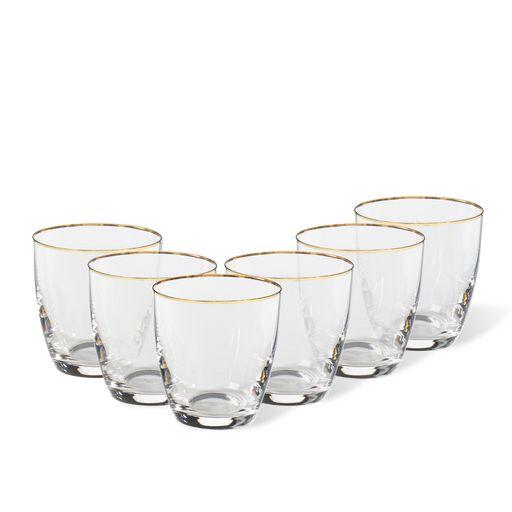 Set 6 tumblers golden rim, Clear