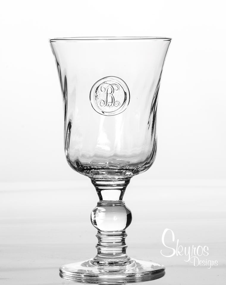 Footed Goblet - Hand Stamped Initial