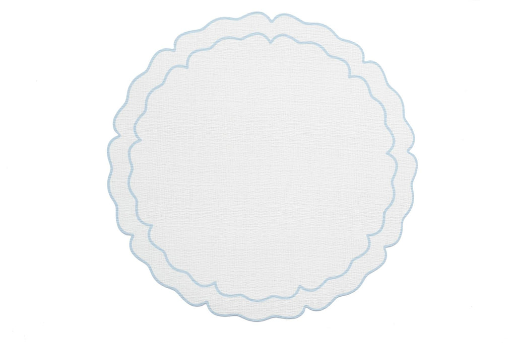 Vinilo Scalloped Placemat - Light Blue Edge