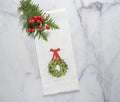 Boxwood Holiday Wreath, White ( Green/Red)