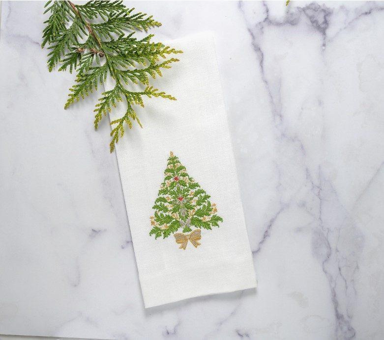 Italian Christmas Tree, White (Green/Gold)