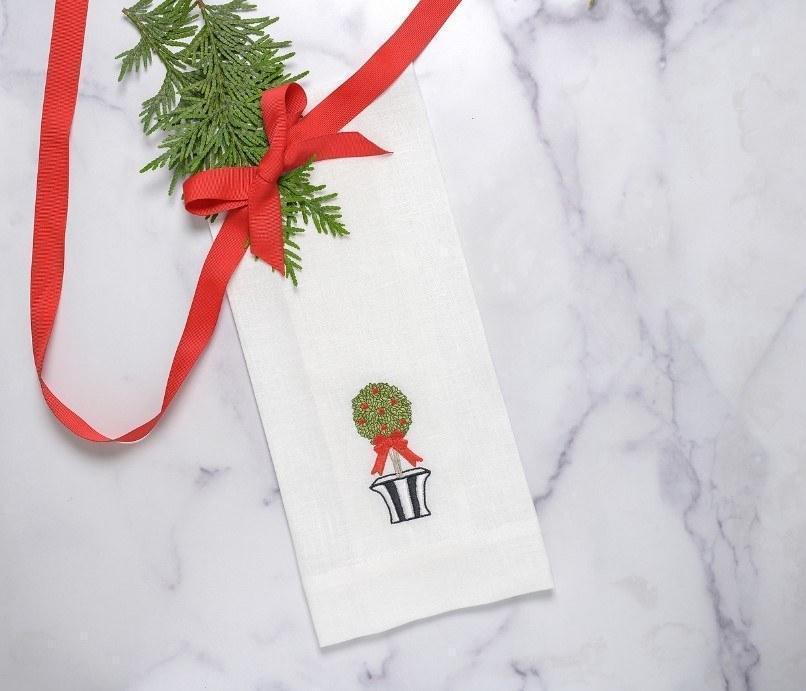 Holiday Topiary, White (Red/Black)