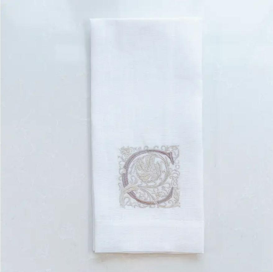 Towel, Monogram C, White (Taupe)