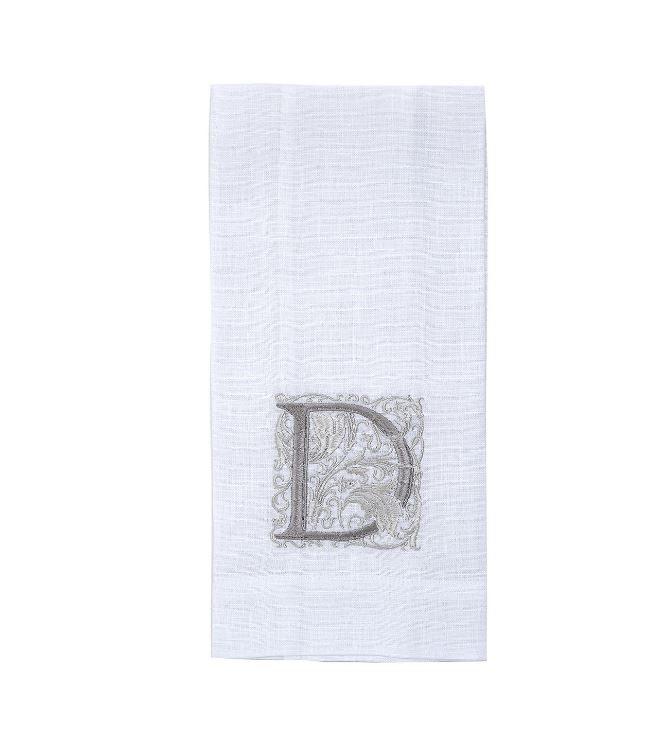 Towel, Monogram D, White (Taupe)