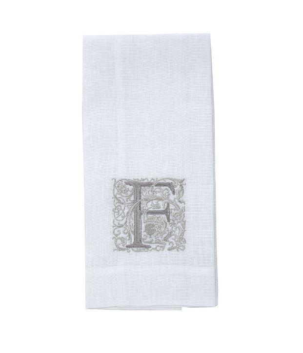 Towel, Monogram F, White (Taupe)