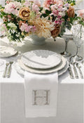 Towel, Monogram H, White (Taupe)