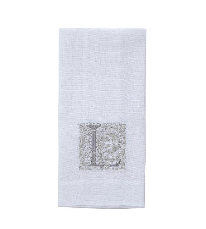 Towel, Monogram L, White (Taupe)