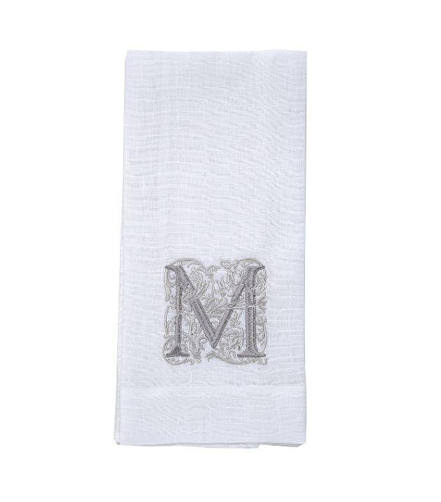 Towel, Monogram M, White (Taupe)
