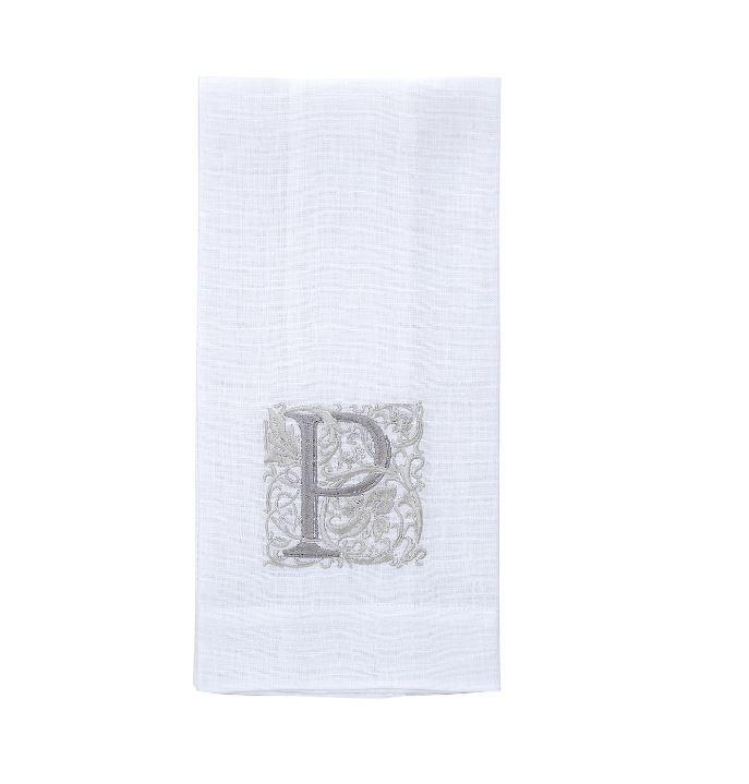 Towel, Monogram P, White (Taupe)