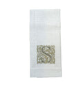 Towel, Monogram S, White (Taupe)