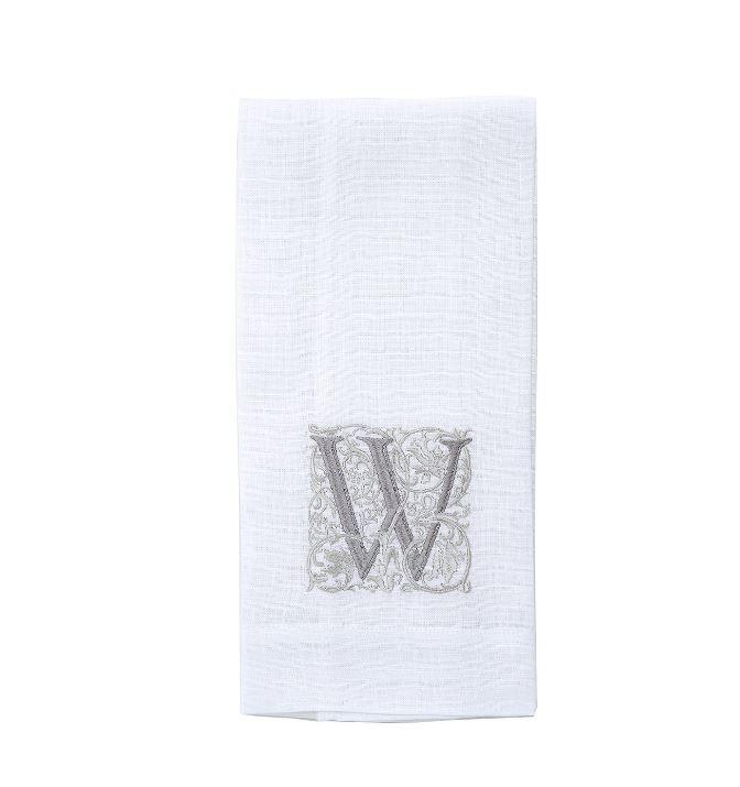 Towel, Monogram W, White (Taupe)