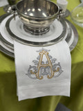 Towel, Vintage Vine Monogram A, White (Gold/Platinum)