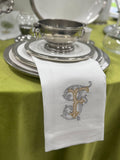 Towel, Vintage Vine Monogram F, White (Gold/Platinum)