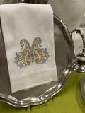 Towel, Vintage Vine Monogram M, White (Gold/Platinum)