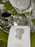 Towel, Vintage Vine Monogram P, White (Gold/Platinum)