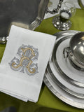 Towel, Vintage Vine Monogram R, White (Gold/Platinum)