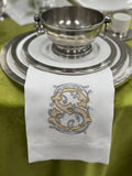 Towel, Vintage Vine Monogram S, White (Gold/Platinum)