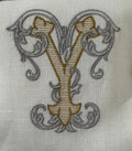 Towel, Vintage Vine Monogram Y, White (Gold/Platinum)