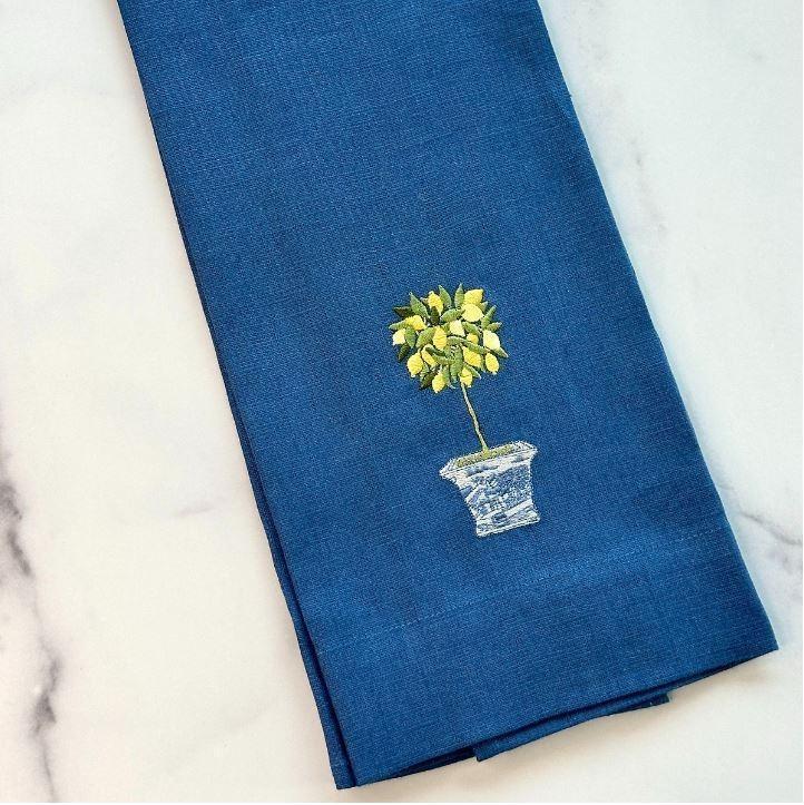 Towel, Lemon Topiary, Royal Blue (Multi)