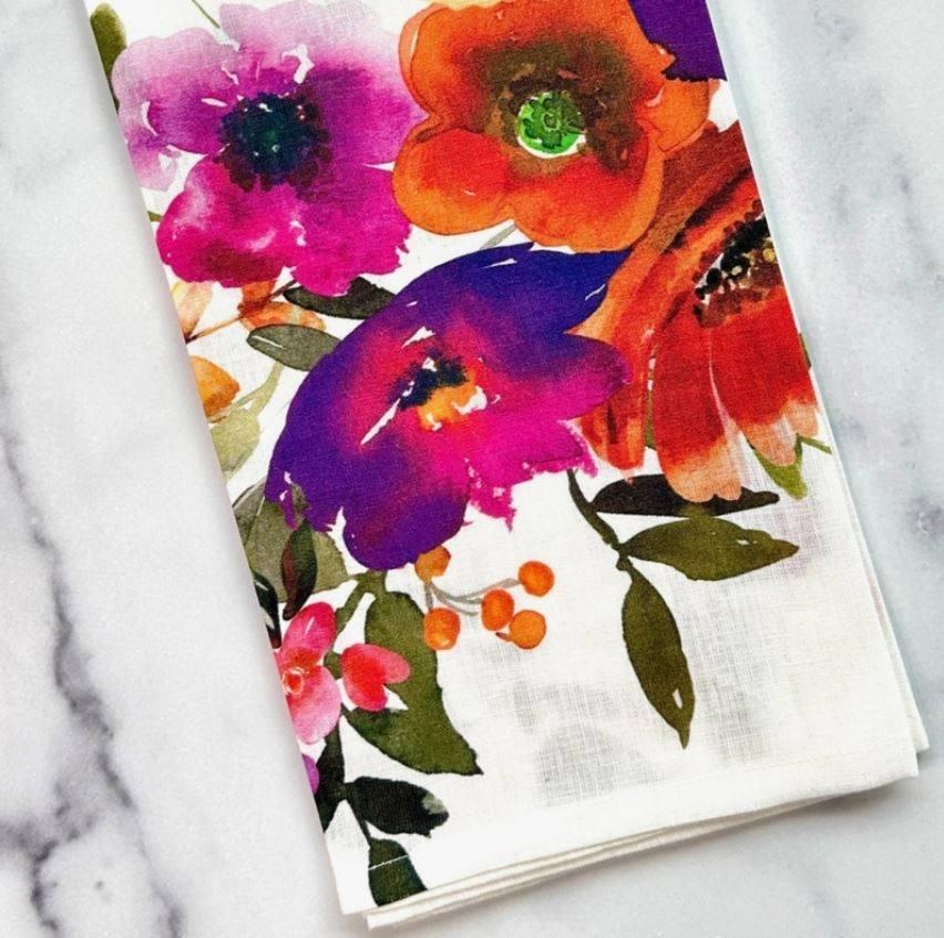 Garden Estate Watercolor Linen Towel