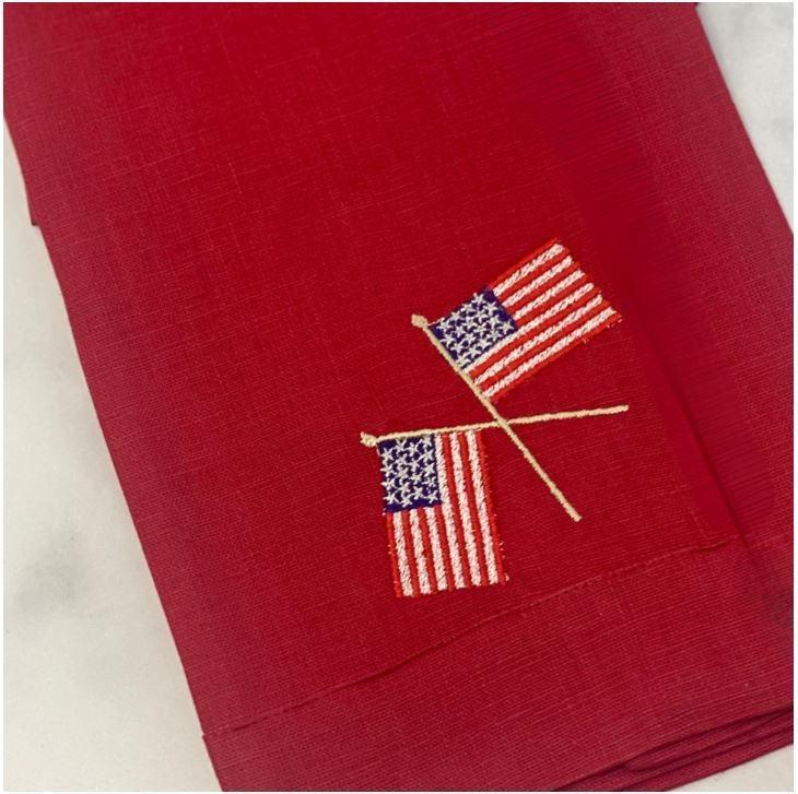 Towel, American Flags, Red (Multi)