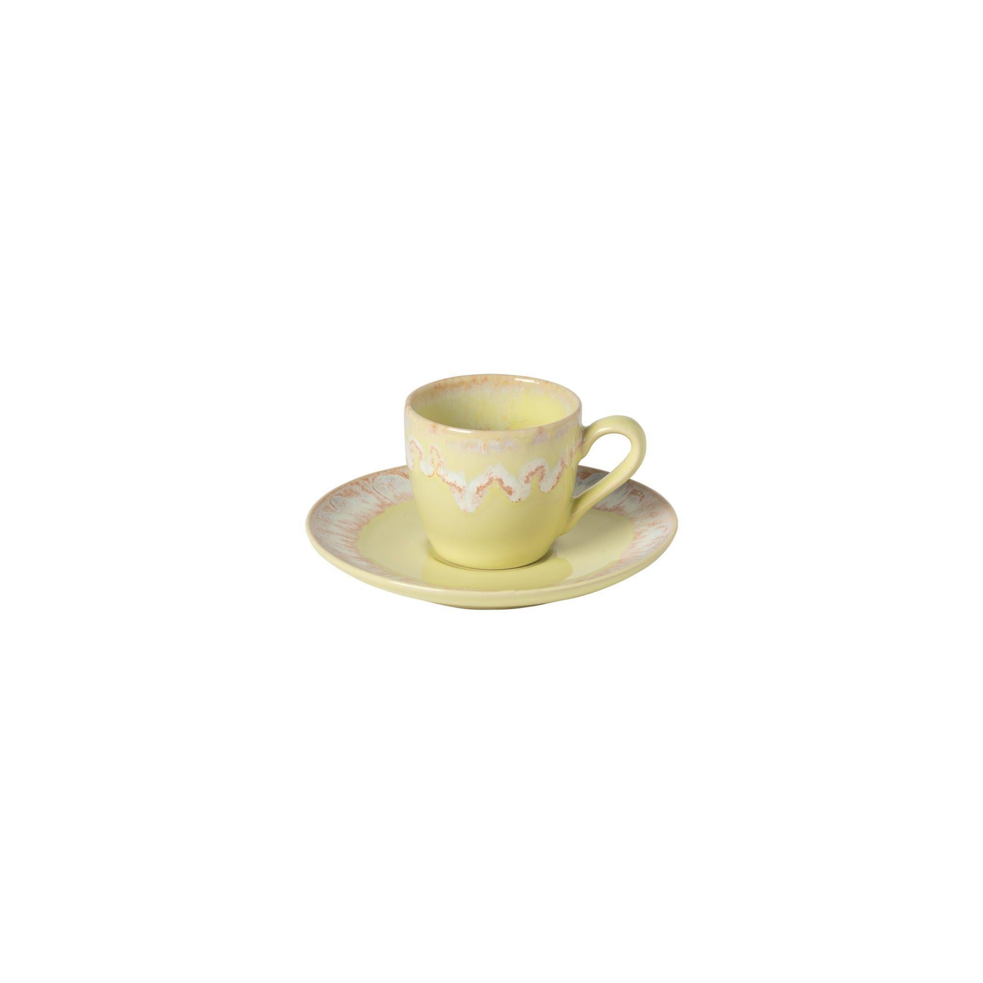 Coffee cup and saucer, Yellow