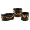 Round Cachepot Black/Gold, Large