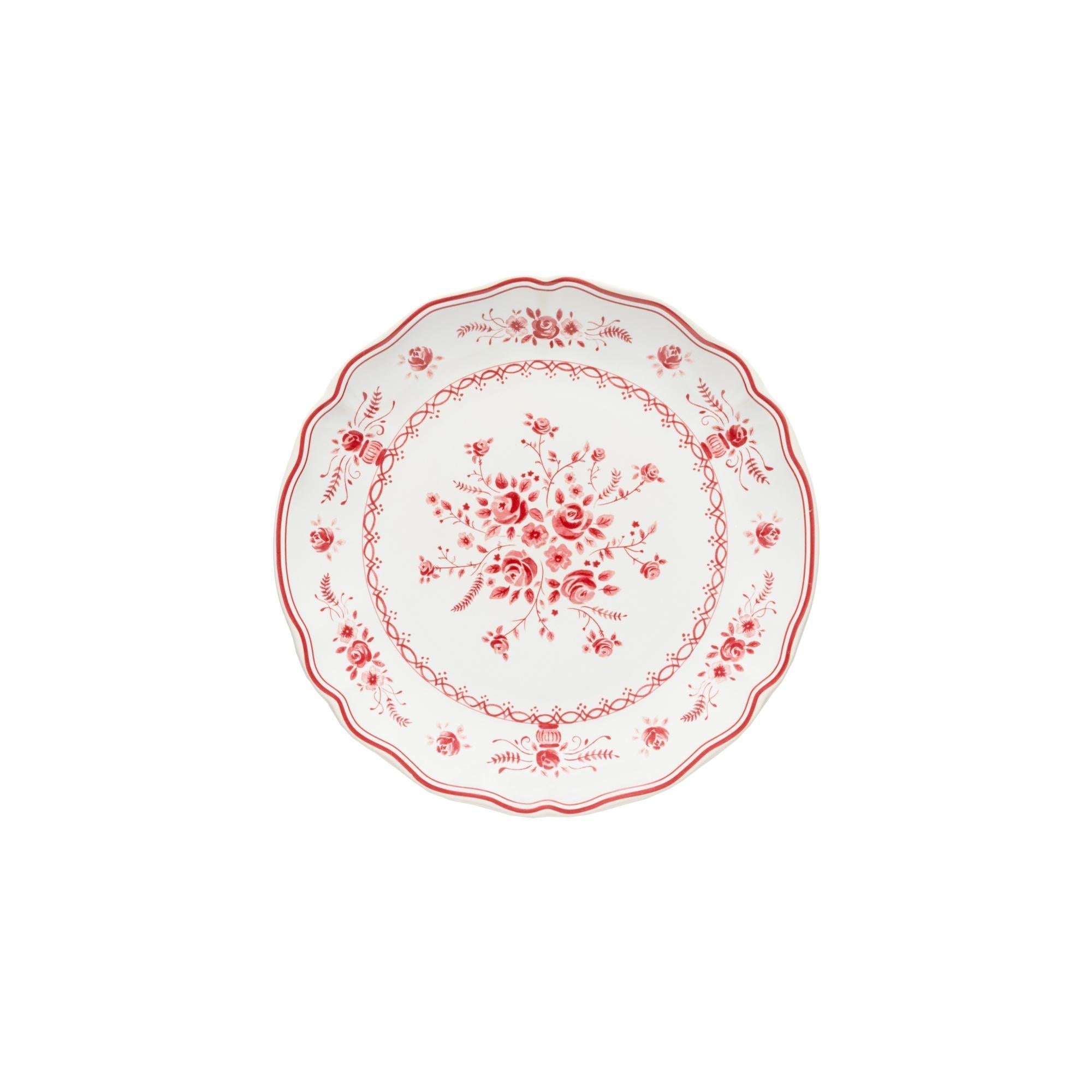 Salad Dessert Plate, White-Red