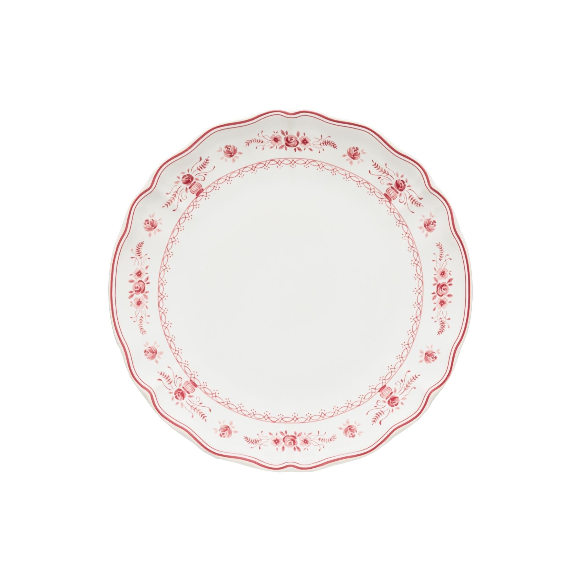 Dinner Plate, White-red
