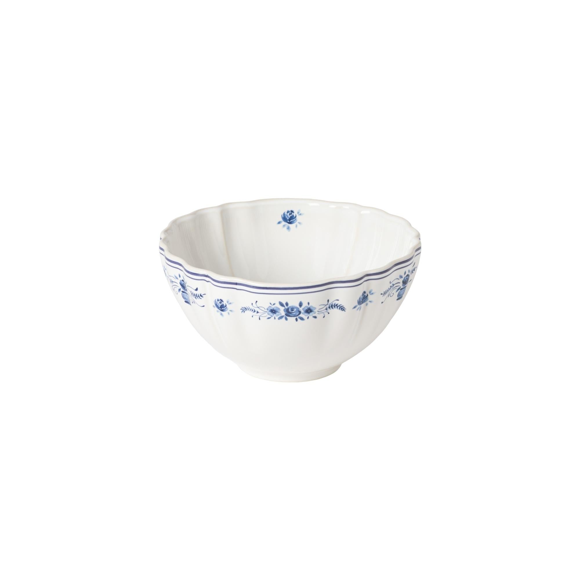 Soup Cereal Bowl, White-Blue