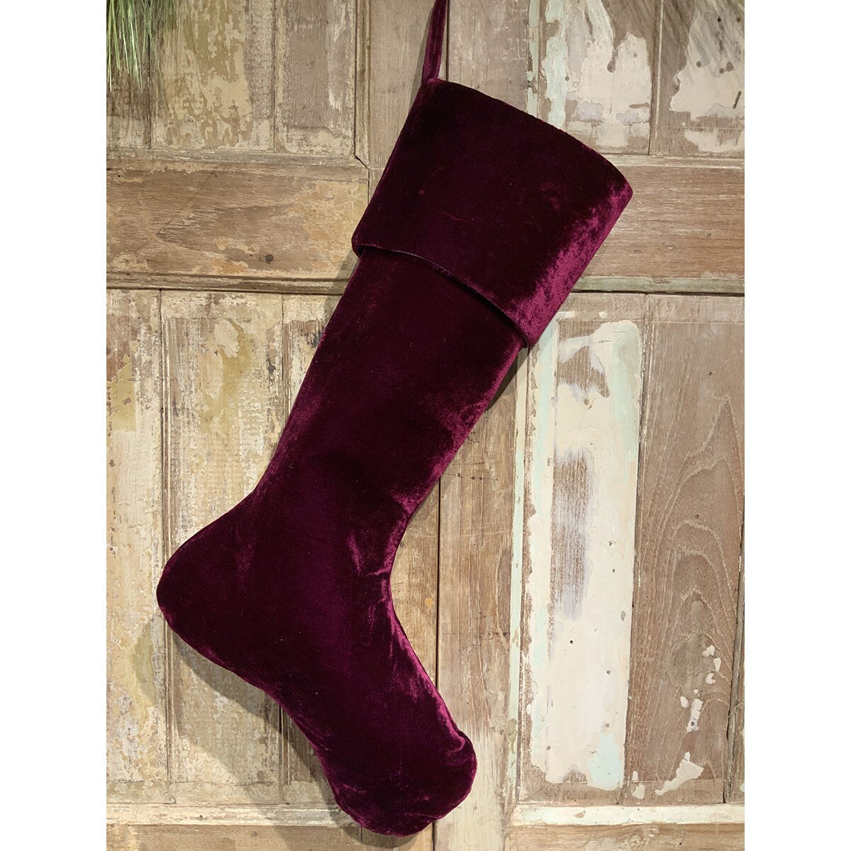 Vintage French Velvet Stocking- Plum