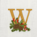 Towel, Winter Pine Monogram W, White (Multi)