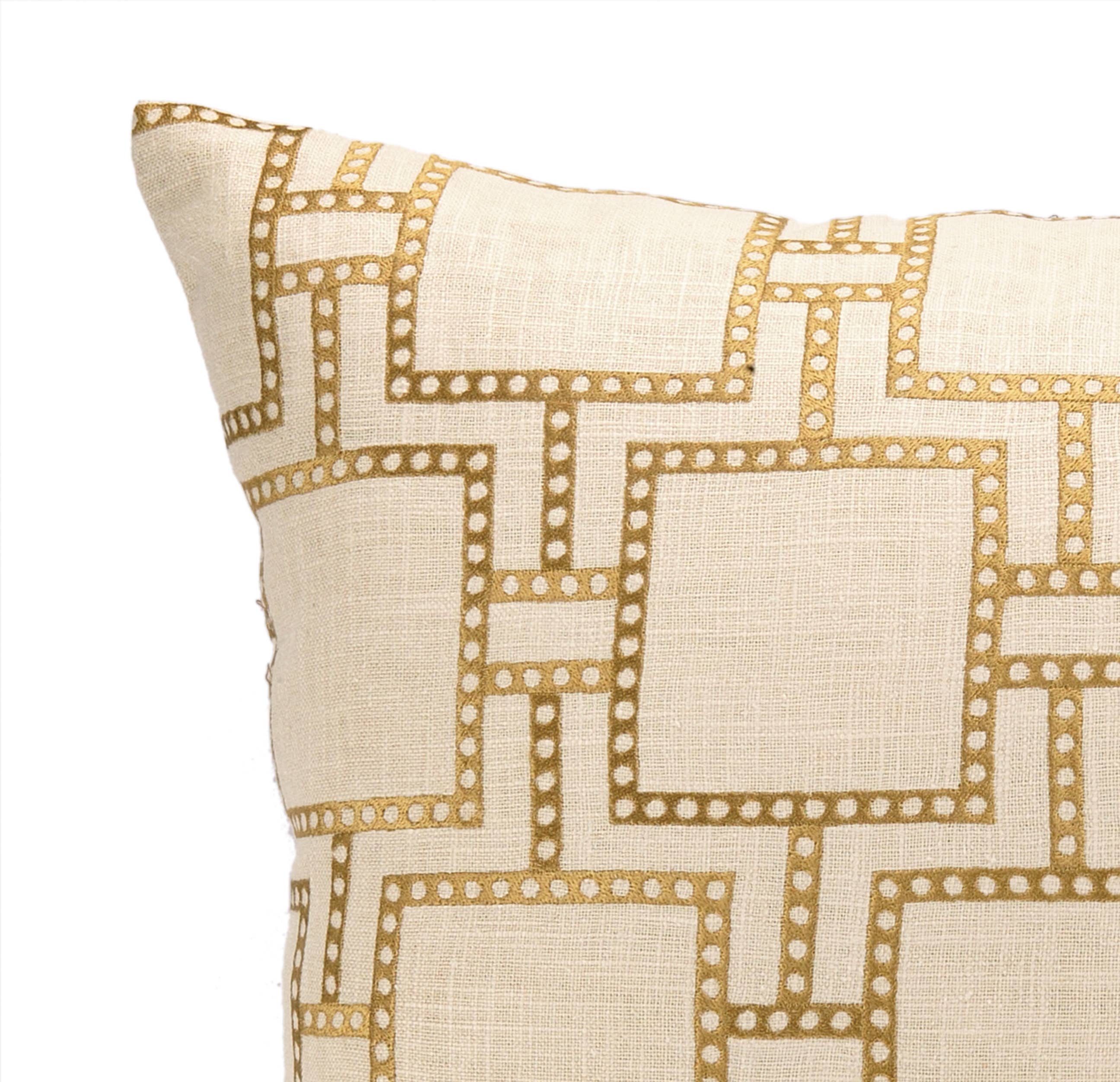 Dotted Line Citron Embroidered Pillow
