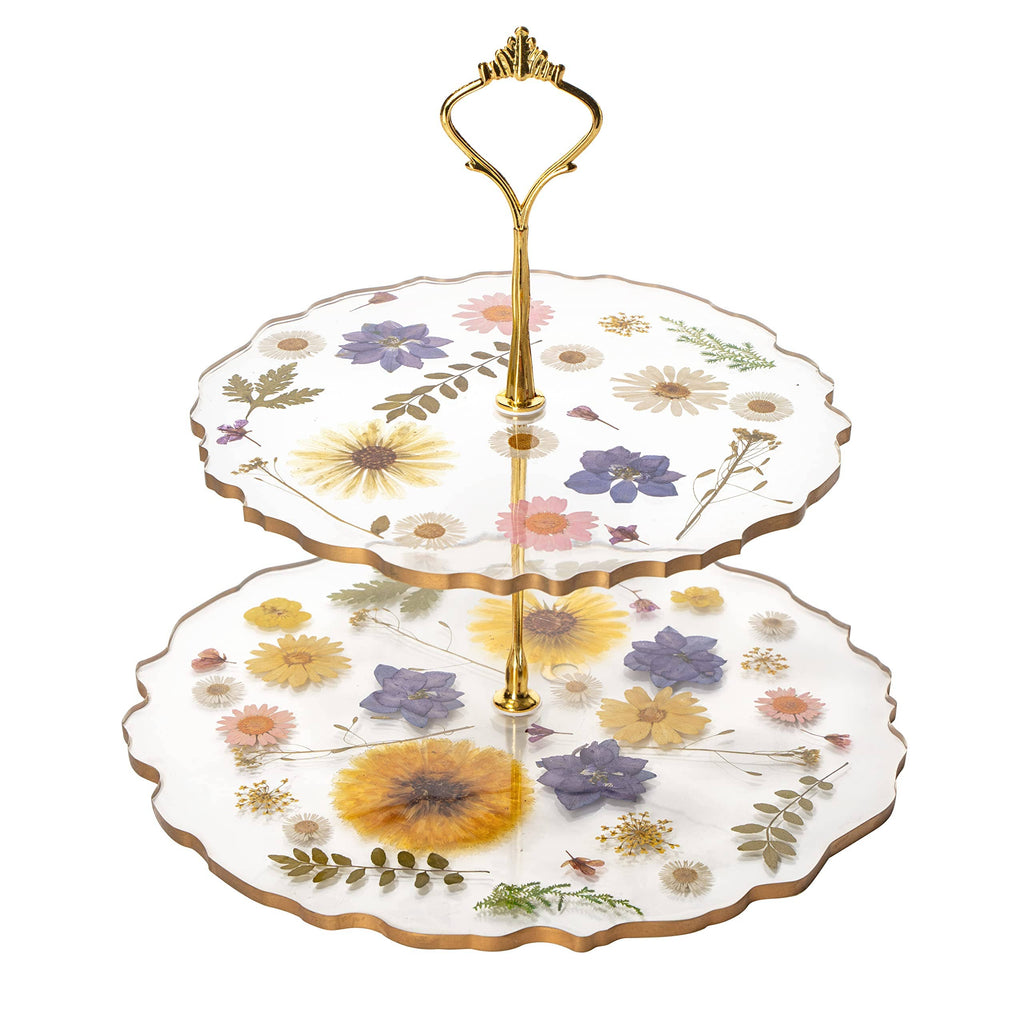 Floral Cupcake & Cake Dessert Stand, Resin Flower Tower