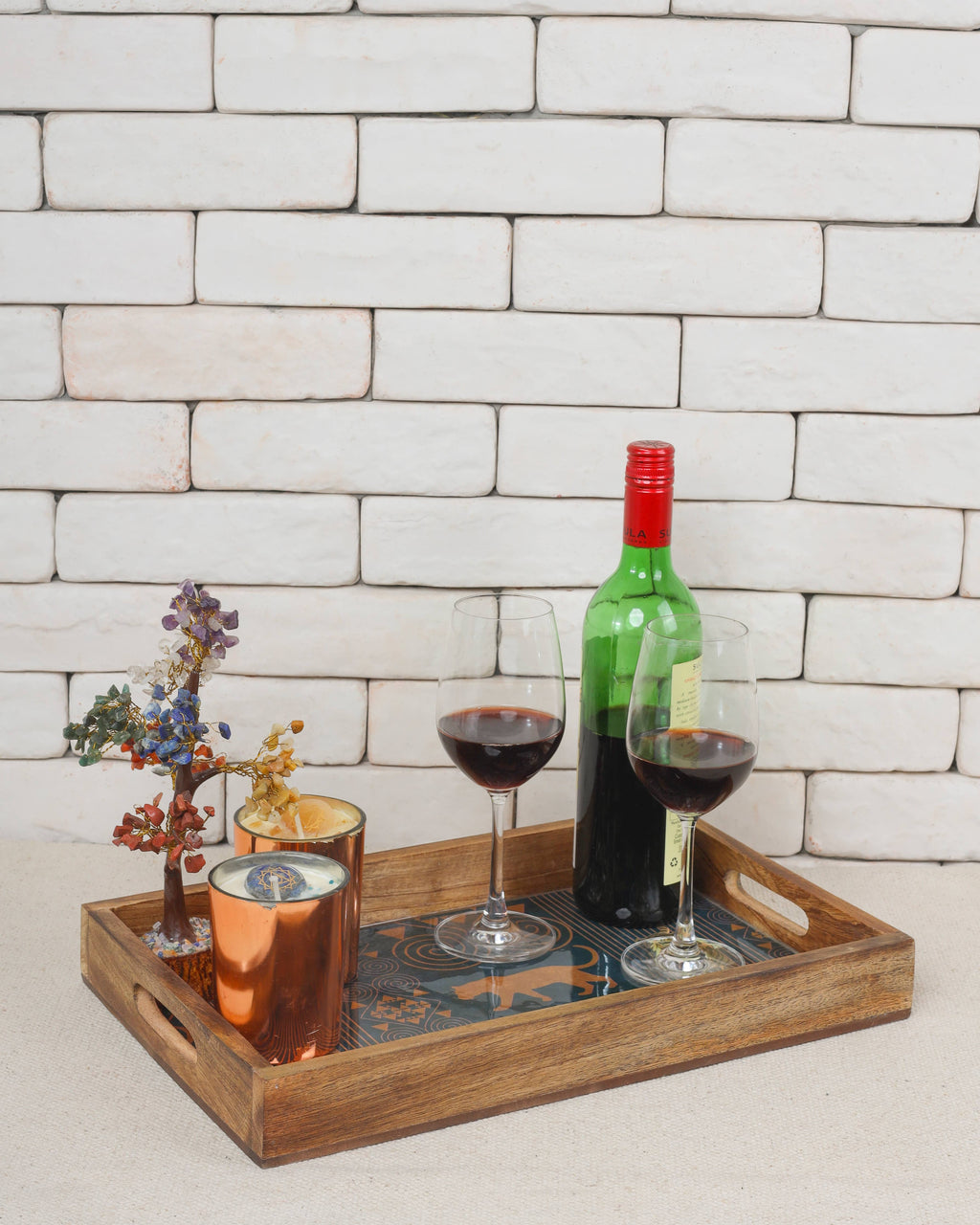 Safari Lion Resin and Wood Decorative Trays (Set of 3)