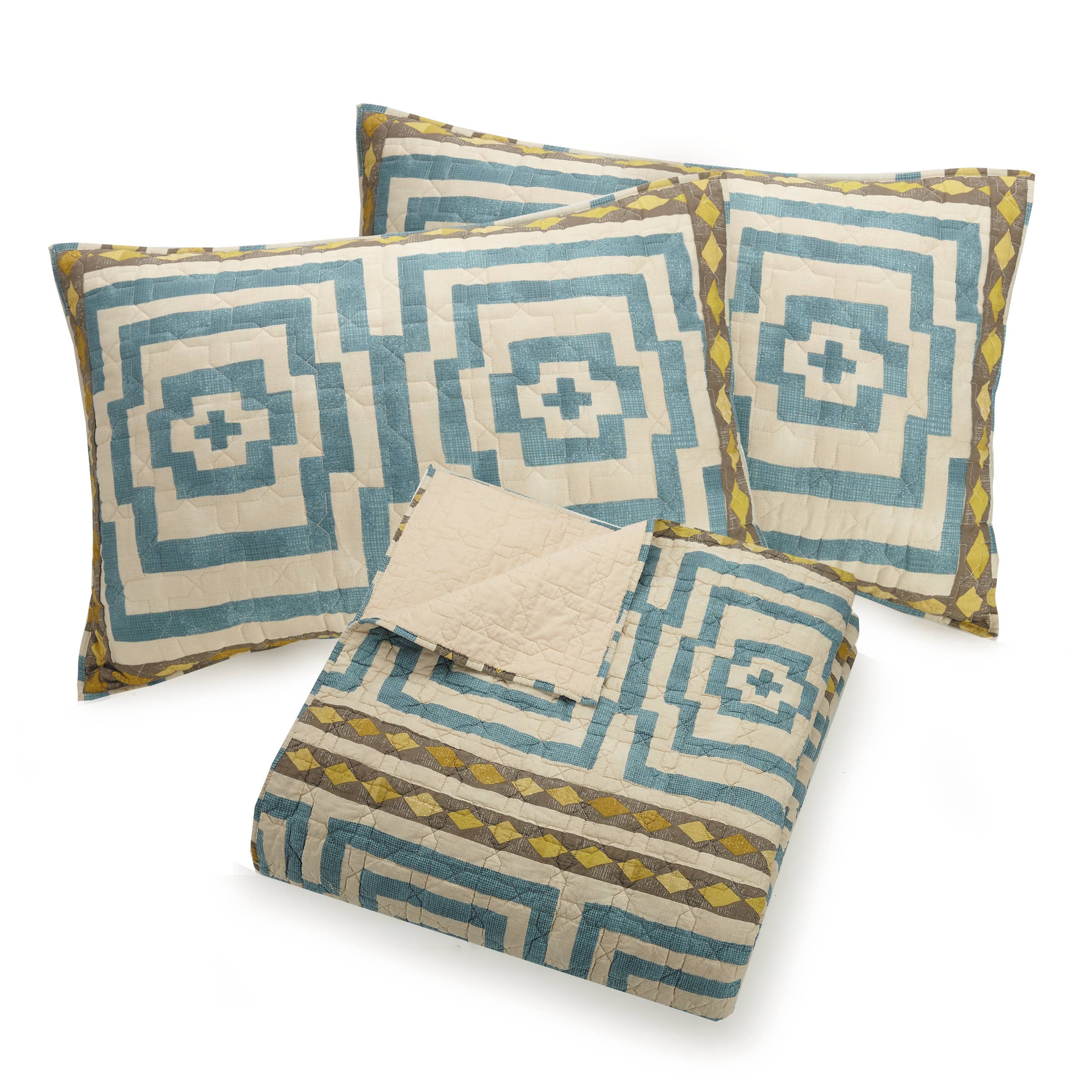 Hypnotic 3-Piece Quilt Set (Blue) - Jungalow