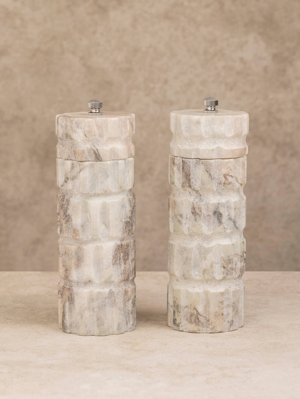Beatrix Sculpted Marble Salt & Pepper Mills