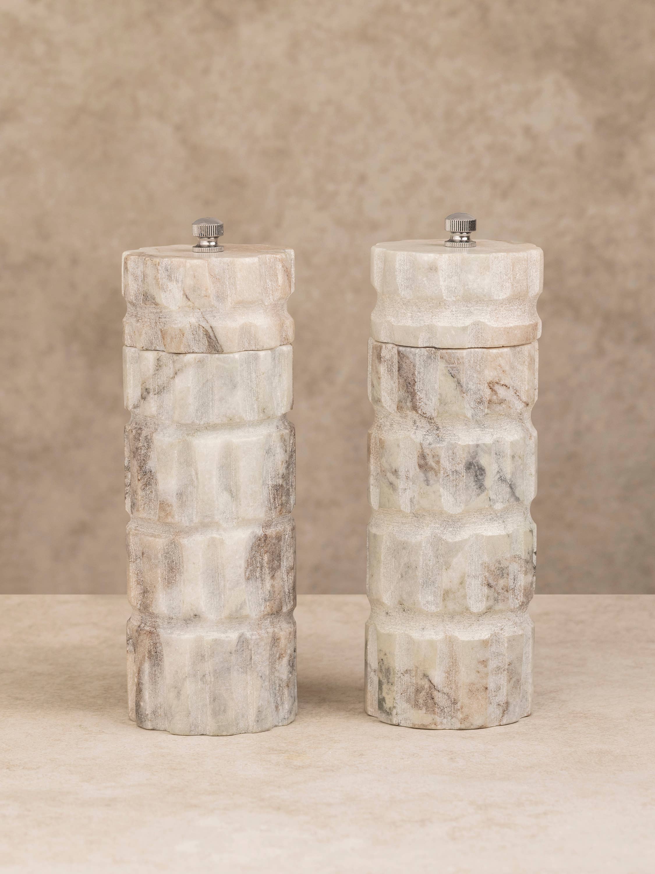 Beatrix Sculpted Marble Salt & Pepper Mills