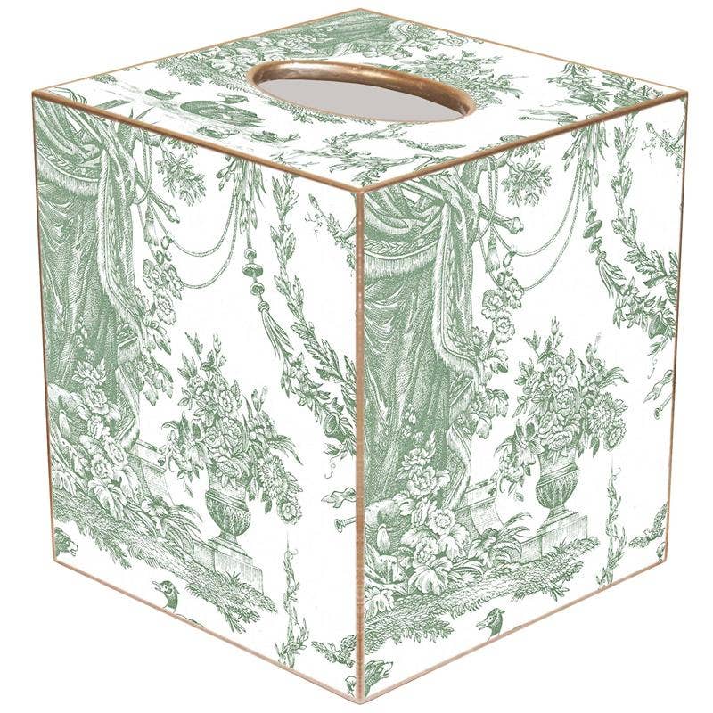 Sage Toile Tissue Box Cover