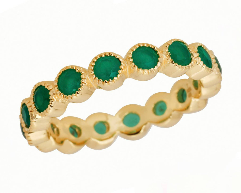 Gold Over 925 Sterling Silver Green Onyx Band Ring Jewelry