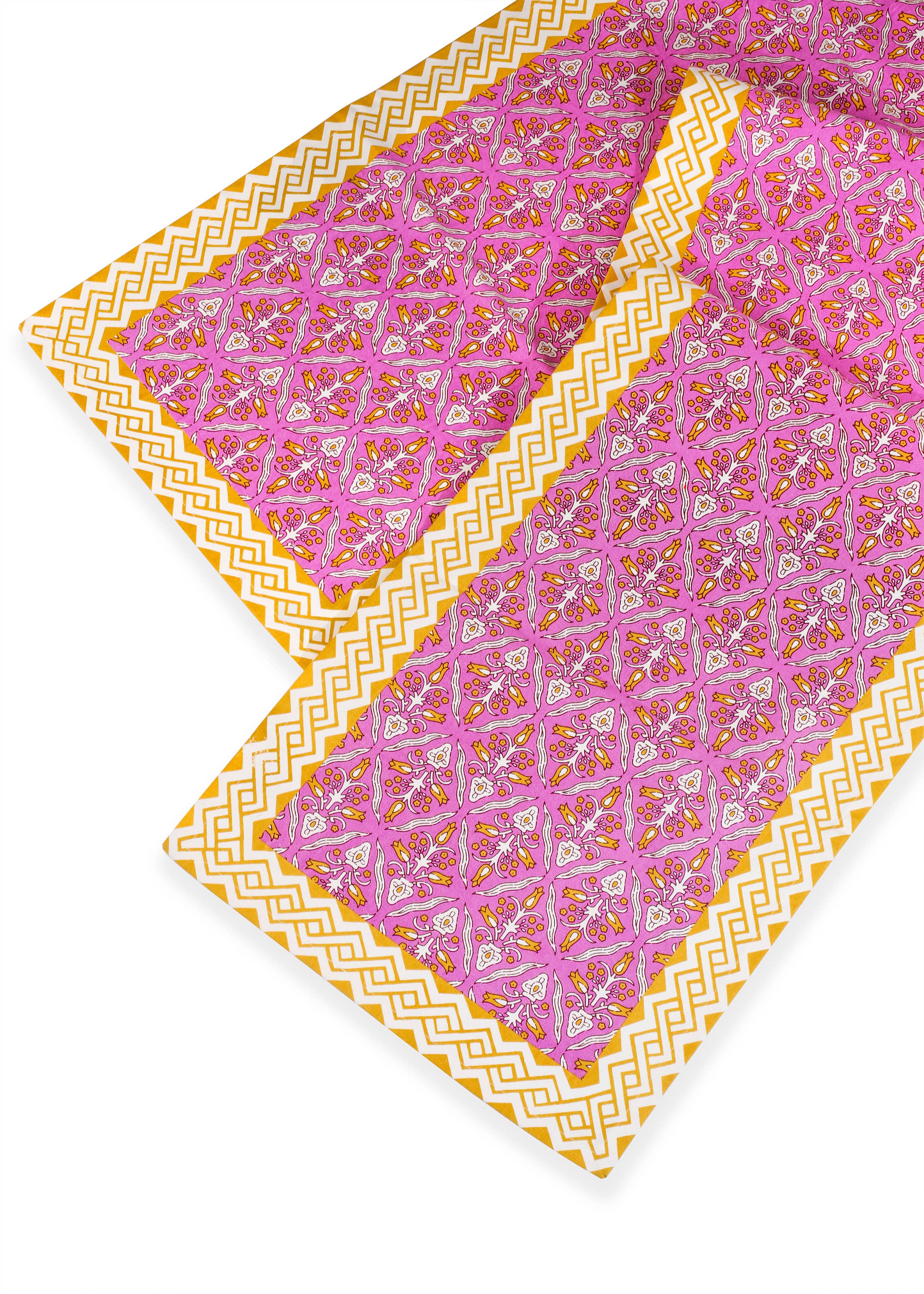 Orchid Luxe Block Print Cotton Table Runner