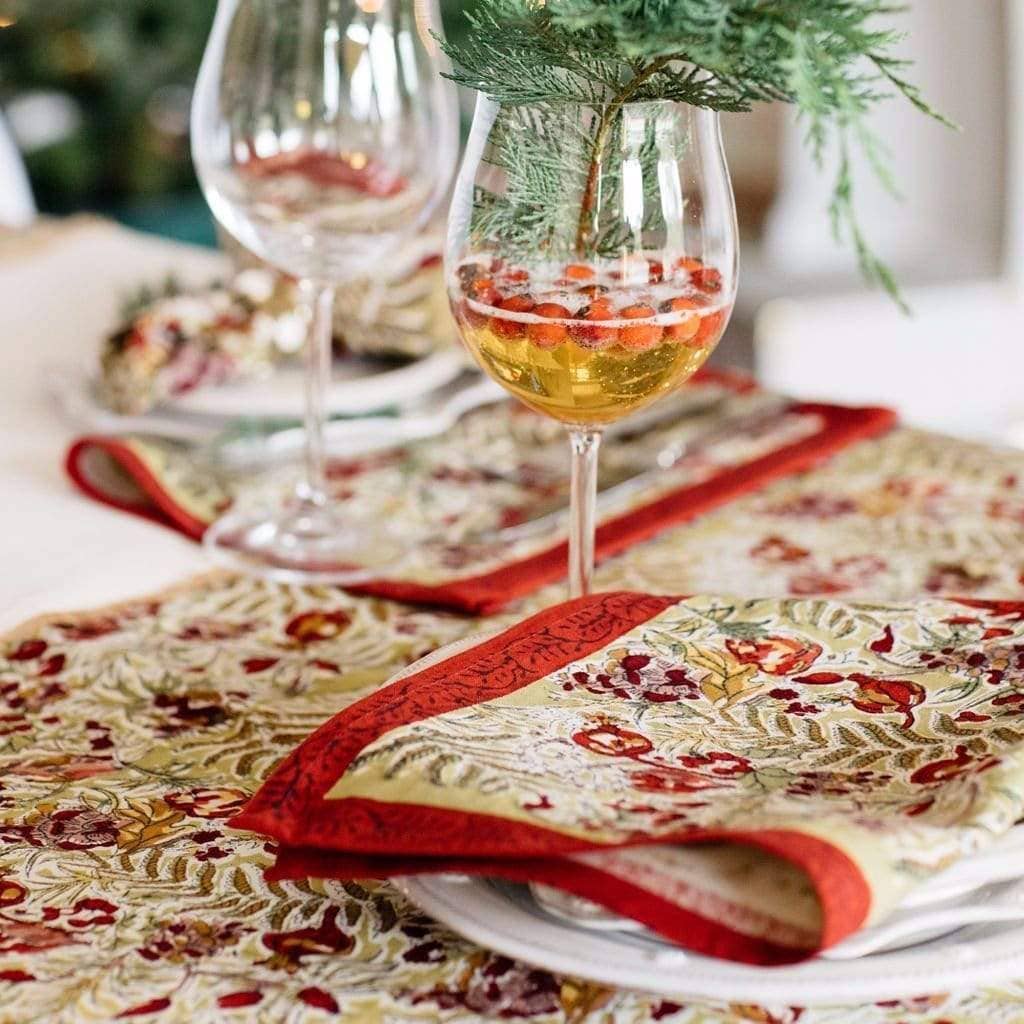Winter Garden Red & Green | French Tablecloths